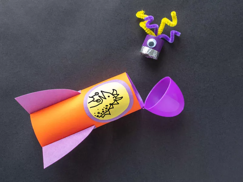 Paper tube and plastic egg rocket